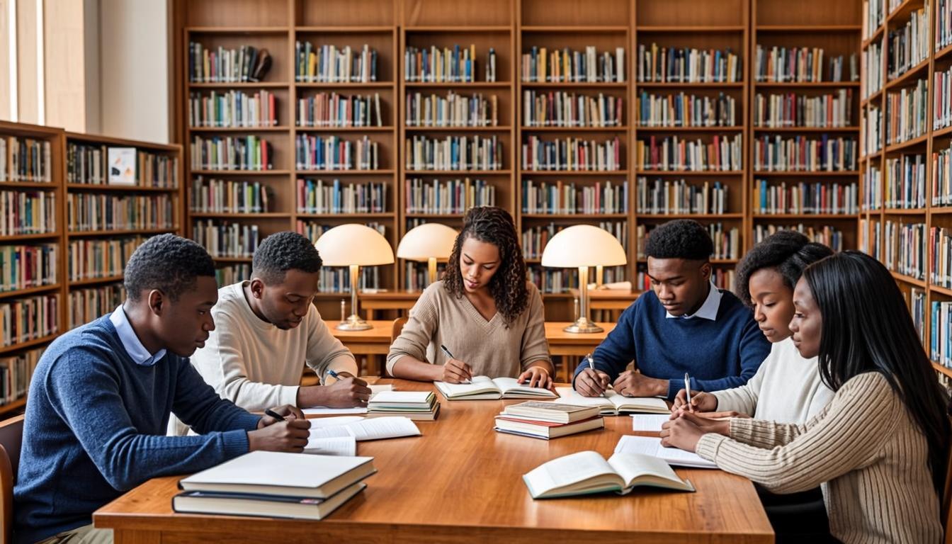 Students studying in the school library