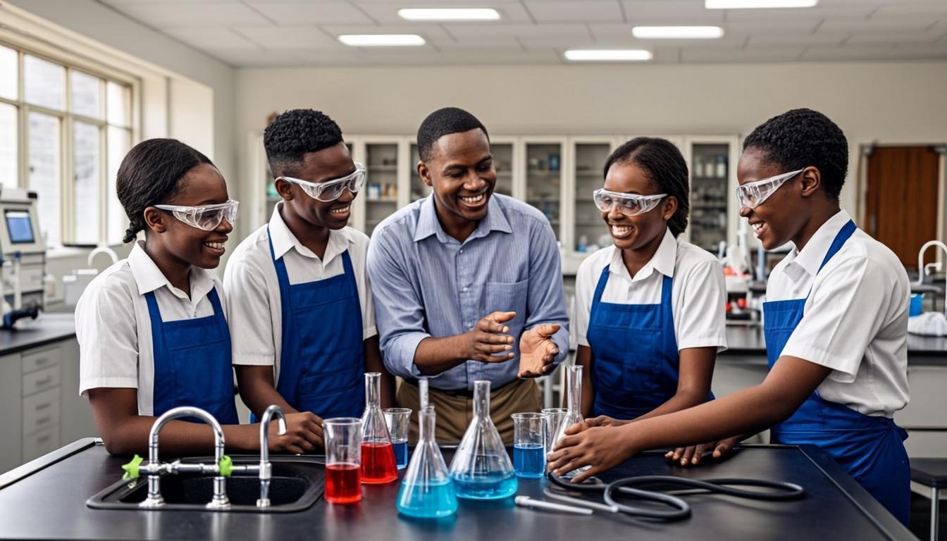 Student conducting experiment in science lab